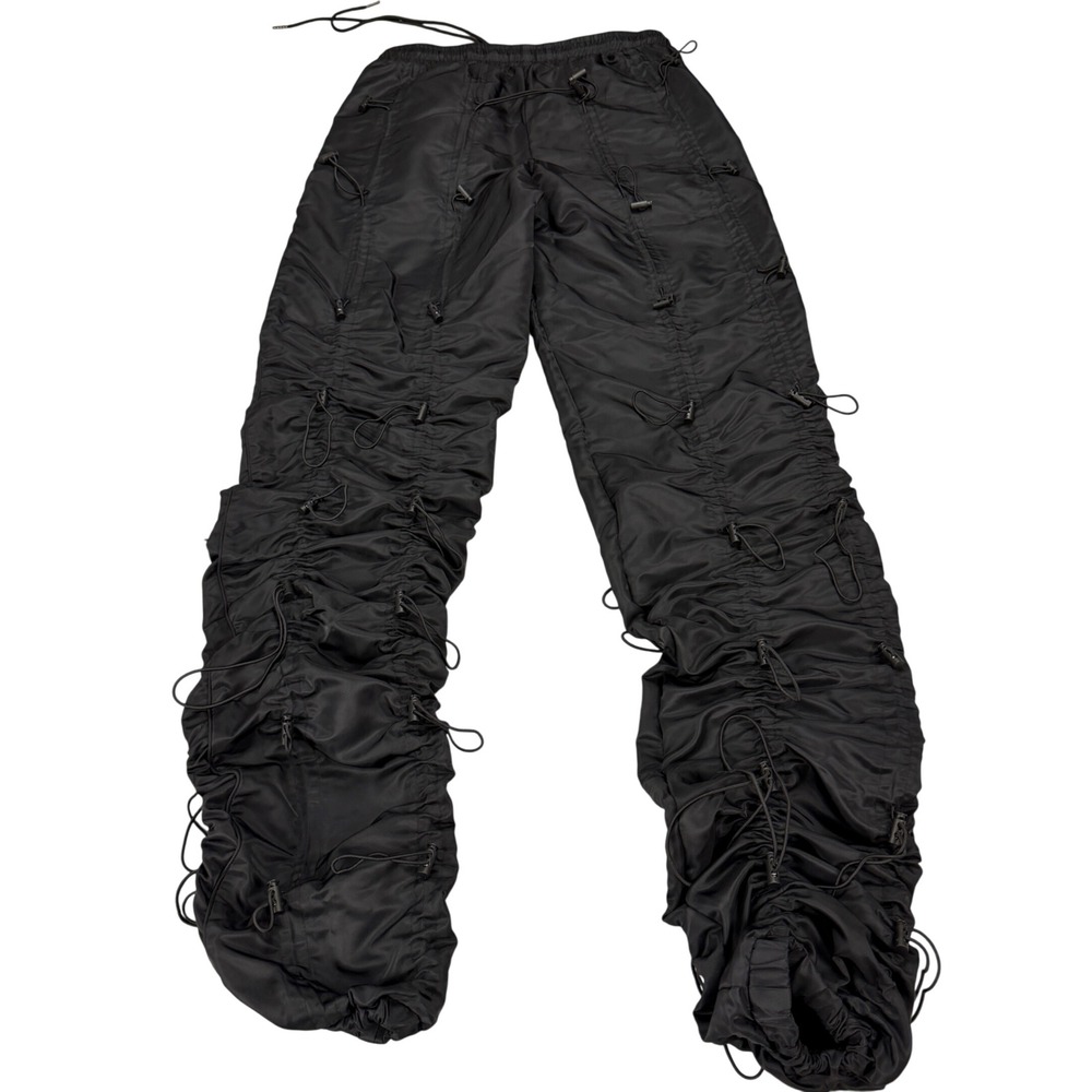 EPTM Black Bungee Cord Parachute Cargo Pants Mens Small-30 Ruched Stacked